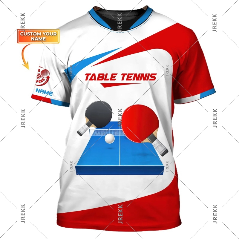 Table Tennis Name - 卓球 Tシャツ男性服速乾性ピンポン半袖 O ネック Tシャツ夏のスポーツカスタム名 Tシャツトップ男性