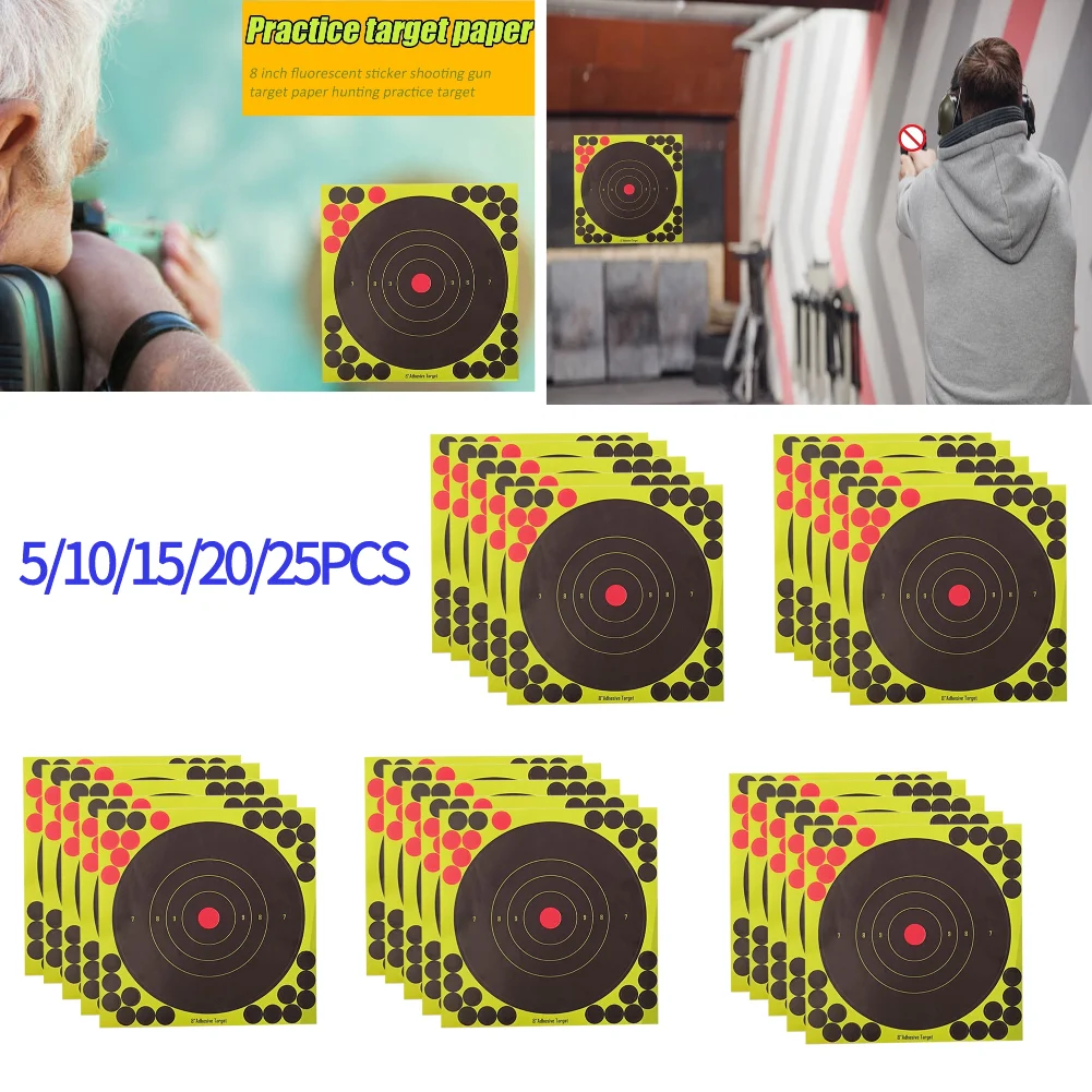 Practice Target Board - 5/10/15/20/25 個 8 インチスプラッターターゲット粘着射撃ターゲットステッカー射撃目標紙射撃競技練習用