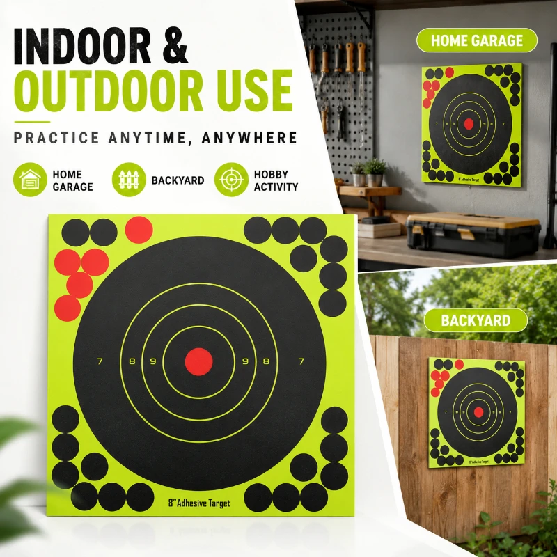 Practice Target Board - 厚手のマーキング練習用ターゲットペーパー、丸型透明スコアリングリング、自己粘着スプラッターステッカー（趣味用）