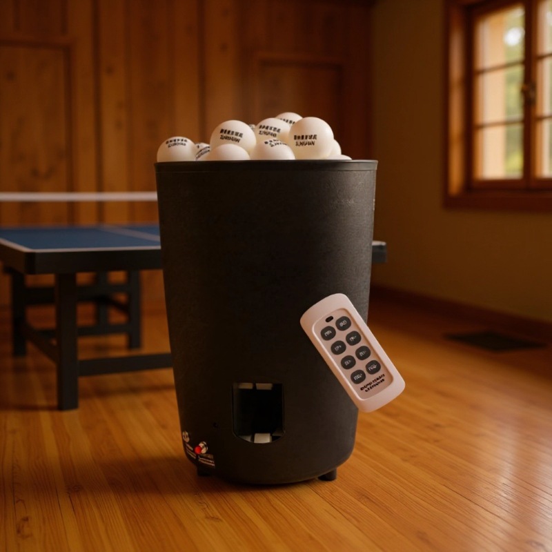 Table Tennis Barrier - ポータブル卓球ボールマシン 自動充電式ピンポンロボットランチャー リモコン付き スマートコンパクト 簡単操作 頑丈