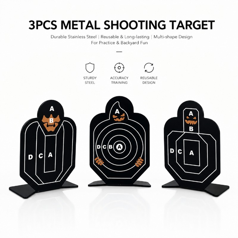 Practice Target Board - 頑丈な自立型金属製練習用ターゲットキット、屋内および屋外のレクリエーションプレイ用の再利用可能な合金製マーキングボード3枚