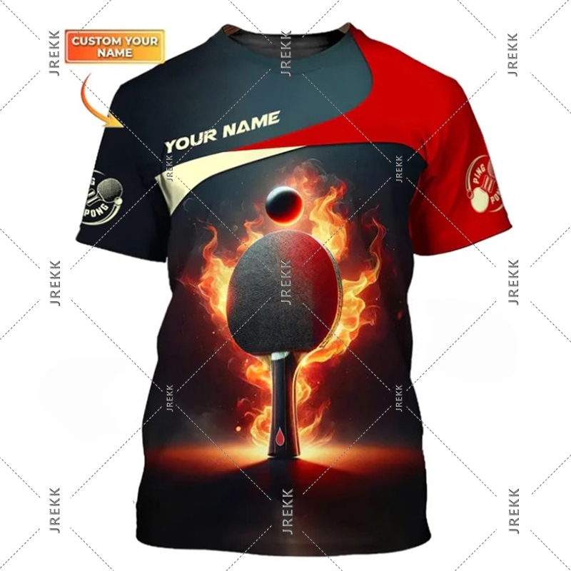 Table Tennis Name - 卓球 Tシャツ男性服速乾性ピンポン半袖 O ネック Tシャツ夏のスポーツカスタム名 Tシャツトップ男性