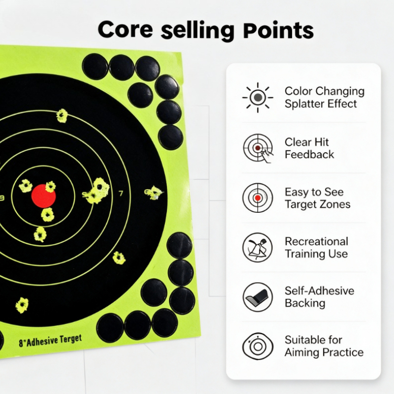 Practice Target Board - 50枚/100枚/150枚/200枚/250枚 カラースプラッターエイミングトレーニングターゲットシート 自己粘着性反応紙 日常レジャー練習用