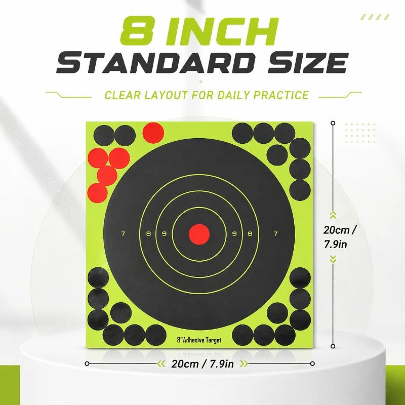 Practice Target Board - 反応性スプラッターマーキングペーパー 8インチ円形 自己粘着ターゲットステッカー 高視認性 エンターテイメント練習用