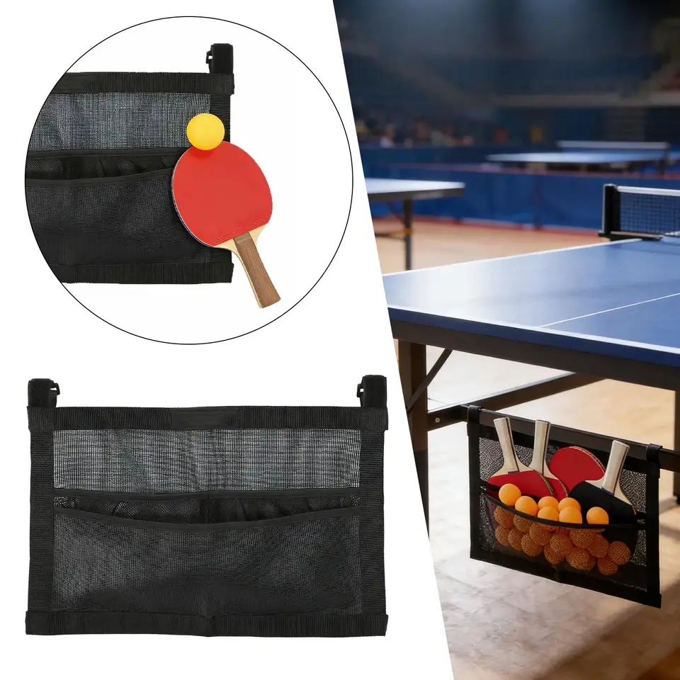 Table Tennis Practice - 新しいメッシュ卓球ボールホルダー大容量バッグ卓球ボールオーガナイザー壁掛けまたはテーブル下収納トレーニング練習用