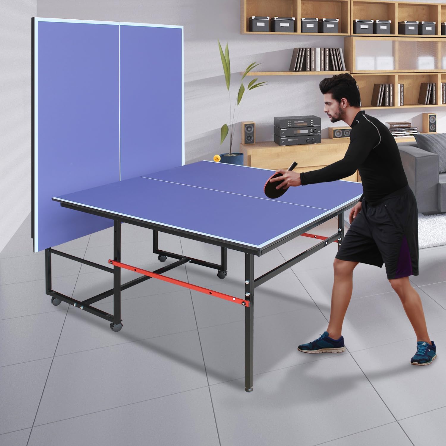 8フィートのポータブル卓球台、大人とティーン向けのプロ仕様ゲ - Table Tennis Barrier のレビューと価格