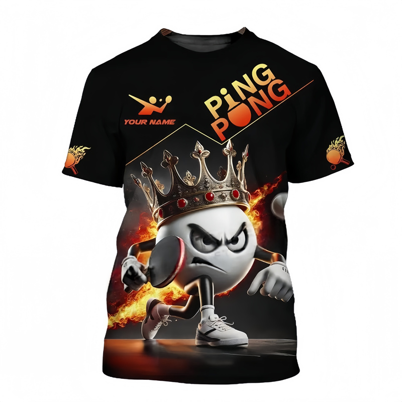 卓球パターン Tシャツ男性用カスタム名 3d 印刷ピンポン  - Table Tennis Name のレビューと価格