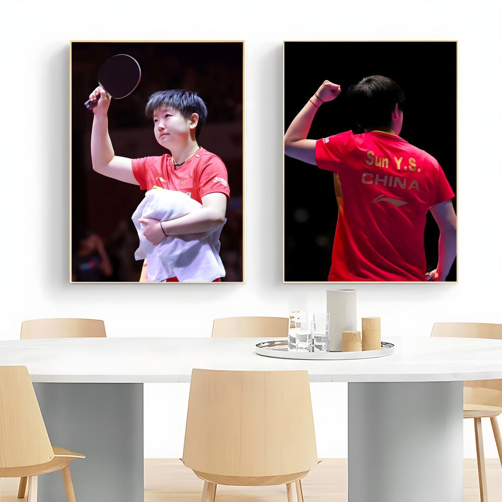 チャンピオン卓球選手S-スン・インシャ ポスター ウォールア - Table Tennis Illustration のレビューと価格