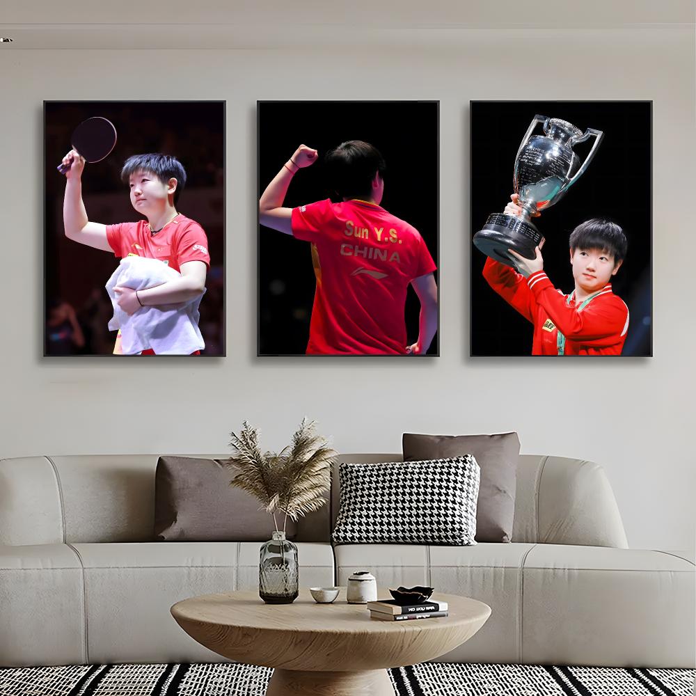 チャンピオン卓球選手S-スン・インシャ ポスター ウォールア - Table Tennis Illustration のレビューと価格